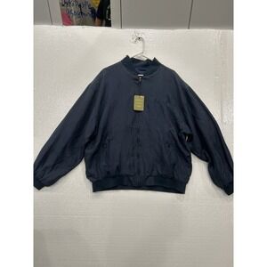 Bobby Chan Harrahs Casino Silk Jacket Mens Sz XL Blue Retro Full Zip Lightweight